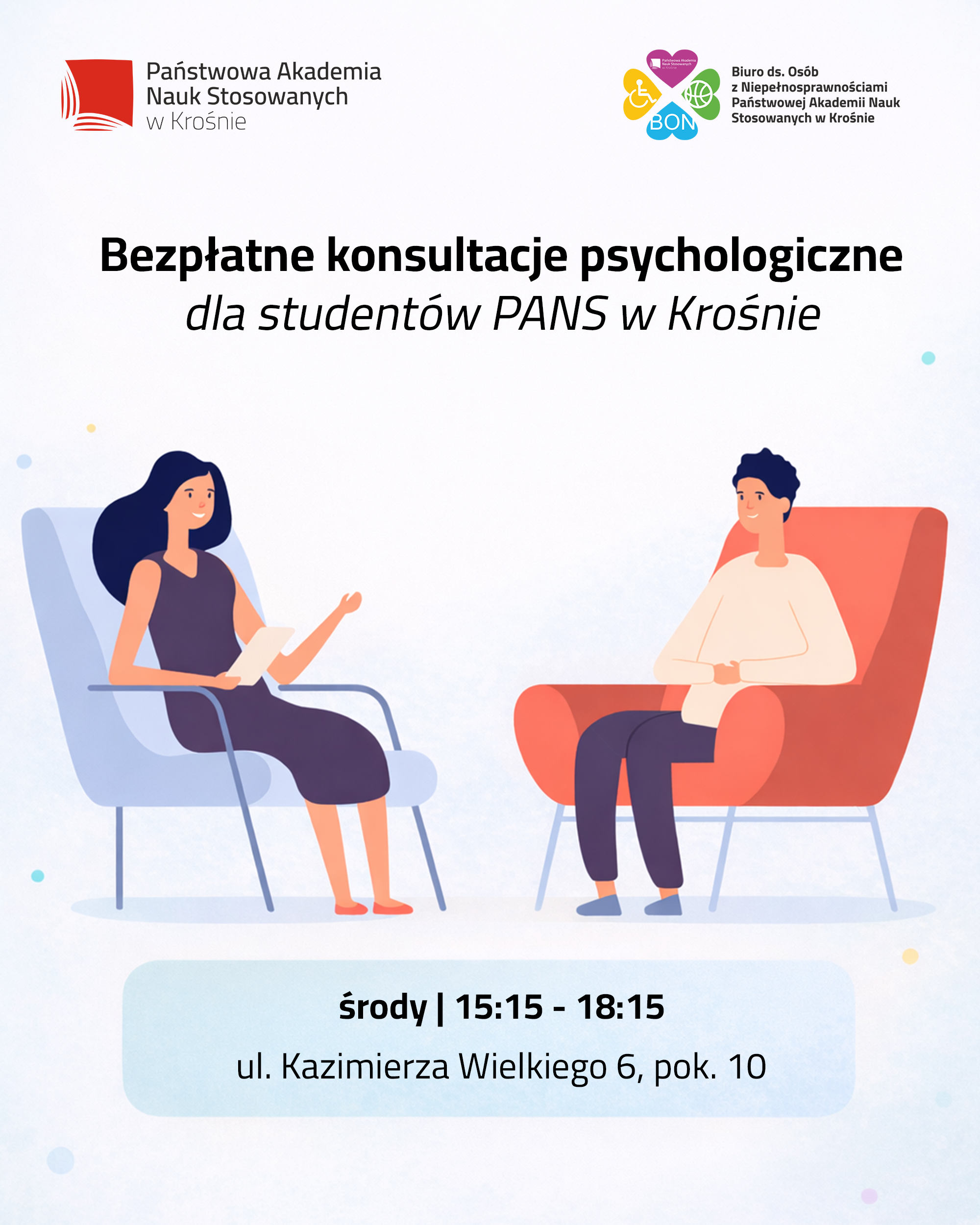 Bezpłatne konsultacje psychologiczne dla studentów PANS w Krośnie