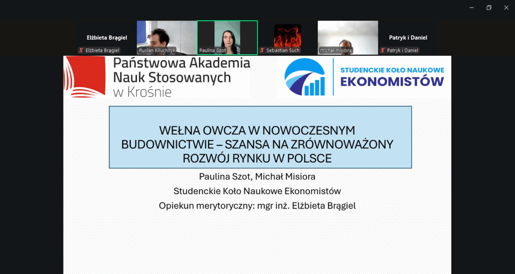 zrzuty ekranu z wystąpieniami poszczególnych studentów z koła.