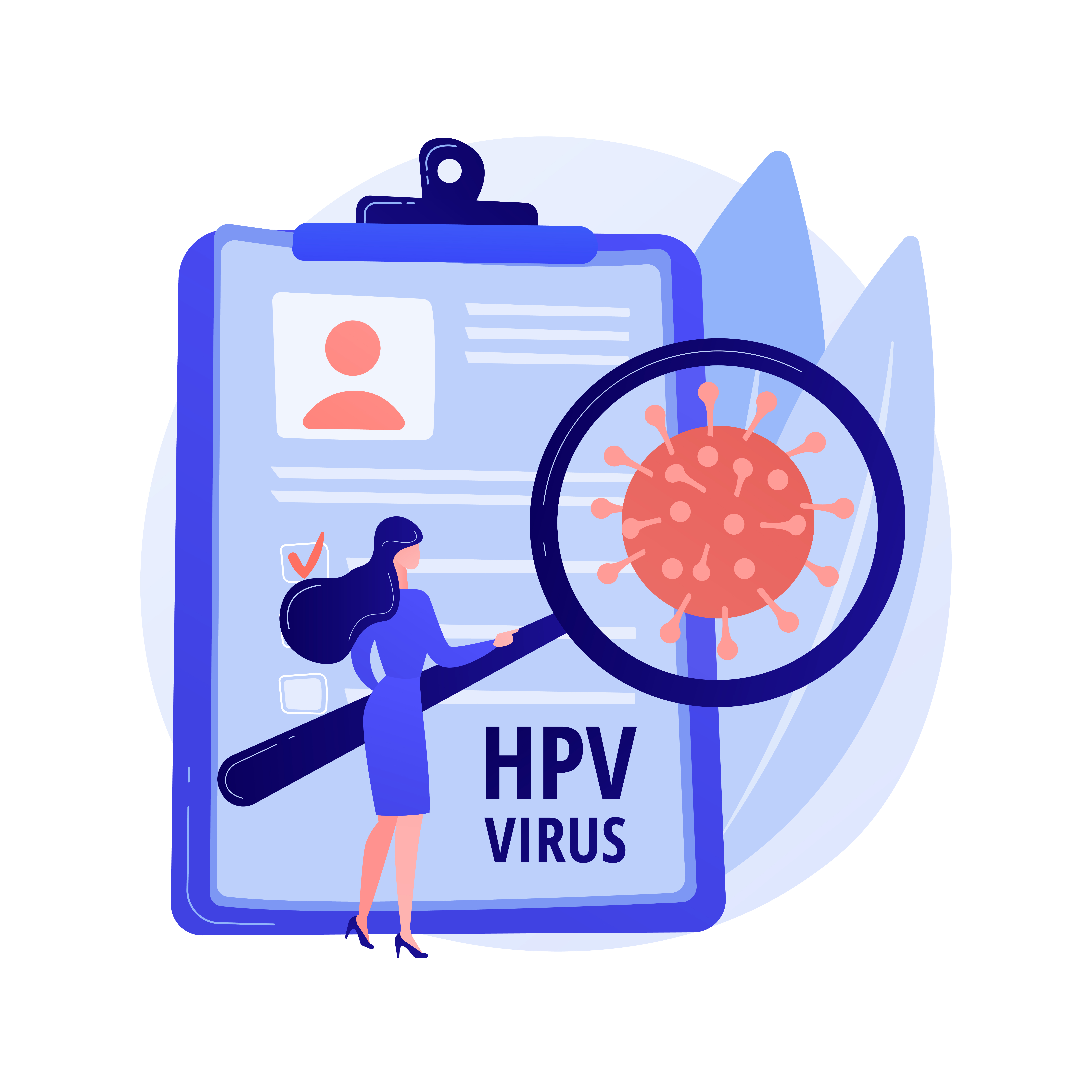 Human papillomavirus HPV abstract concept vector illustration. HPV infection development, skin-to-skin viral infection, human papillomavirus, cervical cancer early diagnostics abstract metaphor.